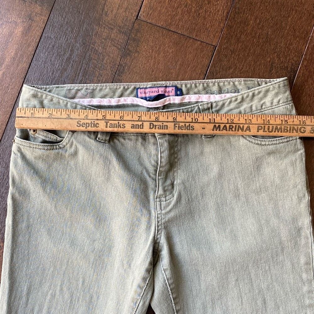Vineyard Vines womens light olive green straight leg jeans size 8 cotton spandex - Picture 3 of 9